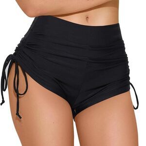Black Adjustable Leak-Proof Period Swim Shorts – PFAS-Free, High-Absorbency Swim